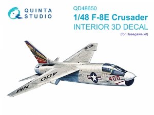 Quinta Studio QD48650 F-8E Crusader 3D-Printed & coloured Interior on decal paper (Hasegawa/Hobby 2000) 1/48