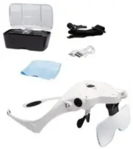 Lightcraft LC1780USB Magnifier Spectacles Headband / Szkło powiększające, okulary i opaska, 1x, 1.5x, 2x, 2.5x 3.5x