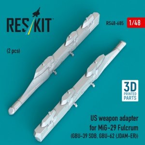 RESKIT RS48-0605 US weapon adapter for MiG-29 Fulcrum (2 pcs) (GBU-39 SDB, GBU-62 (JDAM-ER)) (3D Printed) (1/48)