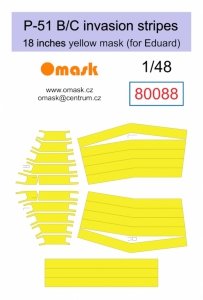 Omask 80088 P-51 B/C invasion stripes 18 inches - yellow mask (for Eduard) 1/48