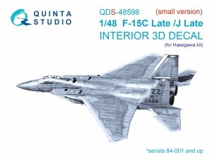 Quinta Studio QDS-48598 F-15C Late/F-15J Late 3D-Printed & coloured Interior on decal paper (Hasegawa) (Small version) 1/48
