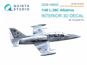 Quinta Studio QDS+48602 L-39C 3D-Printed & coloured Interior on decal paper ( Trumpeter )( Small version )( with 3D-printed resin parts ) 1/48