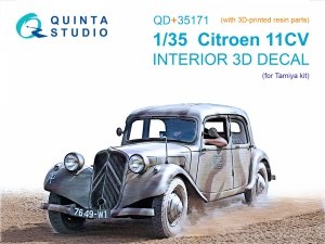 Quinta Studio QD+35171 Citroen 11CV 3D-Printed & coloured Interior on decal paper (Tamiya) (with 3D-printed resin parts) 1/35