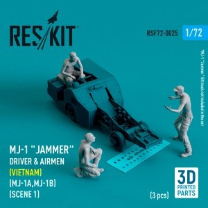 RESKIT RSF72-0025 MJ-1 Jammer Driver airmens (Vietnam) (MJ-1A,MJ-1B) (scene 1) (3 pcs) (3D Printed) 1/72