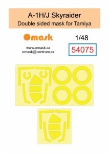 Omask 54075 A-1H/J Skyraider double sided mask (for Tamiya) clear parts yellow masking tape 1/48
