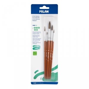 Milan 10461 Blister pack 5 round brushes (goat & synthetic hair) 101 series no 0, 4,6, 8 and 12
