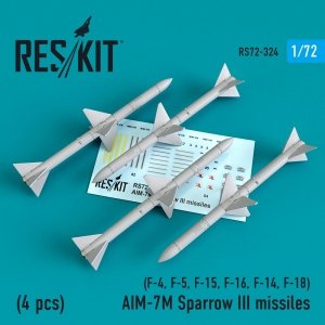 RESKIT RS72-0324 AIM-7M SPARROW III MISSILES (4PCS) 1/72