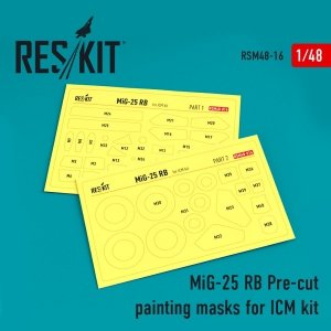 RESKIT RSM48-0016 MIG-25RB PRE-CUT PAINTING MASKS FOR ICM KIT 1/48