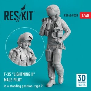 RESKIT RSF48-0020 F-35 LIGHTNING II MALE PILOT (IN A STANDING POSITION - TYPE 2) (3D PRINTED) 1/48