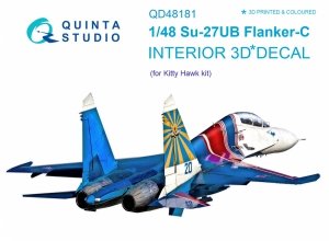 Quinta Studio QD48181 Su-27UB 3D-Printed coloured Interior on decal paper (for KittyHawk kit) 1/48