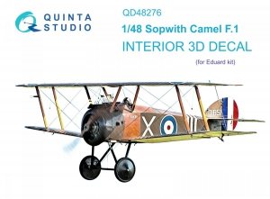 Quinta Studio QD48276 Sopwith Camel F.1 3D-Printed & coloured Interior on decal paper (Eduard) 1/48