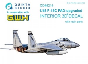 Quinta Studio QD48214 F-15C PAD-upgraded 3D-Printed & coloured Interior on decal paper with resin parts (GWH) 1/48