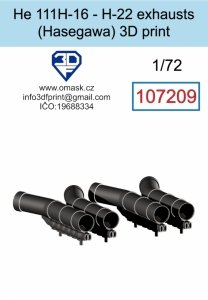 Omask 107209 He 111H-16 - H-22 exhausts (Hasegawa) 3D print 1/72