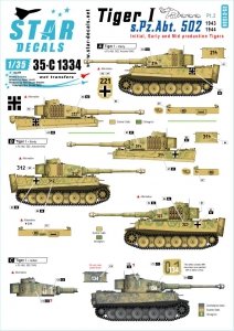 Star Decals 35-C1334 Tiger I. sPzAbt 502 # 2. Initial / Early / Mid production Tigers 1943-44. 1/35