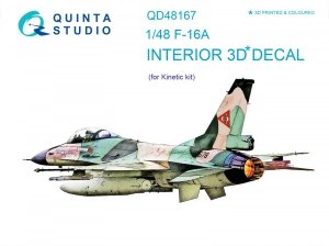 Quinta Studio QD48167 F-16A 3D-Printed & coloured Interior on decal paper (for Kinetic kit) 1/48
