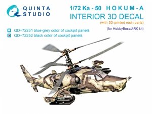 Quinta Studio QD+72252 Ka-50 (black panels) 3D-Printed & coloured Interior on decal paper (HobbyBoss/ARK) (with 3D-printed resin parts) 1/72