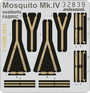 Eduard 32839 Mosquito Mk. IV seatbelts FABRIC 1/32 HK Models