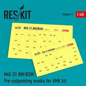 RESKIT RSM48-0017 MIG-31 PRE-CUT PAINTING MASKS FOR AMK KIT 1/48