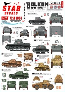 Star Decals 72-A1051 Balkan WW2 # 1. Croatia in WW2. Ustache/Ustacha tanks 1/72