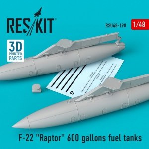 RESKIT RSU48-0198 F-22 RAPTOR 600 GALLONS FUEL TANKS 1/48
