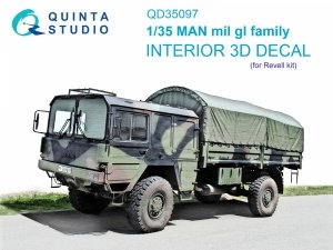 Quinta Studio QD35097 MAN mil gl family 3D-Printed & coloured Interior on decal paper (Revell) 1/35