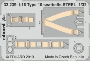 Eduard 33239 I-16 Type 10 seatbelts STEEL 1/32 ICM