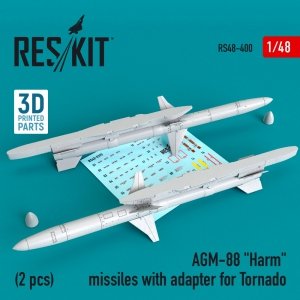 RESKIT RS48-0400 AGM-88 HARM MISSILES WITH ADAPTER FOR TORNADO (2 PCS) 1/48