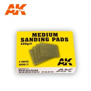 AK Interactive AK9017 MEDIUM SANDING PADS 220 GRIT. 4 UNITS.