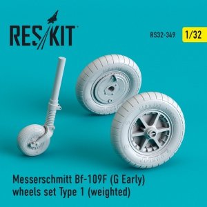RESKIT RS32-0349 BF-109 (F, G-EARLY) WHEELS SET TYPE 1 (WEIGHTED) 1/32