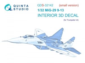 Quinta Studio QDS32142 MiG-29 9-13 Fulcrum C 3D-Printed & coloured Interior on decal paper (Trumpeter) (Small version) 1/32