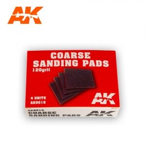 AK Interactive AK9016 COARSE SANDING PADS – 120 GRIT. 4 UNITS.