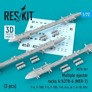 RESKIT RS72-0341 MULTIPLE EJECTOR RACKS A/A37B-6 (MER-7) (3 PCS) 1/72