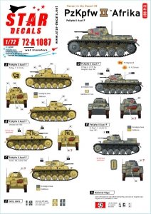 Star Decals 72-A1087 Panzer in the Desert # 4. PzKpfw II Ausf F, in North Africa 1/72
