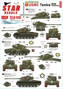 Star Decals 72-A1141 Korean War 1950-53 # 2. USMC Tanks. Pershing. 1/72