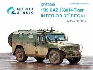 Quinta Studio QD35009 GAZ Tiger family 3D-Printed & coloured Interior on decal paper (for Meng kits) 1/35