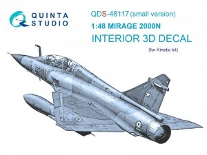 Quinta Studio QDS48117 Mirage 2000N 3D-Printed & coloured Interior on decal paper (Kinetic) (Small version) 1/48