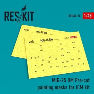 RESKIT RSM48-0018 MIG-25BM PRE-CUT PAINTING MASKS FOR ICM KIT 1/48