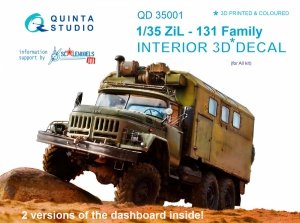 Quinta Studio QD35001 ZiL-131 Family 3D-Printed & coloured Interior on decal paper (for All kits) 1/35