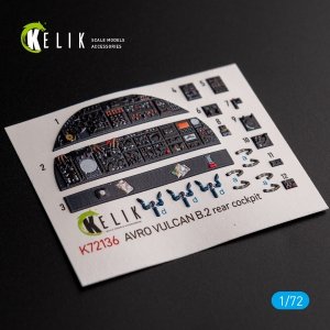 KELIK K72136 AVRO VULCAN B.2 Rear cockpit - interior 3D decals for Airfix kit 1/72