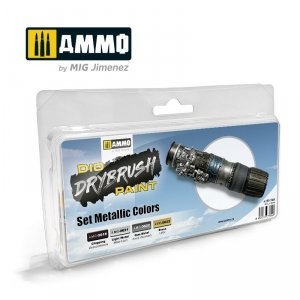 Ammo of Mig 7305 DRYBRUSH Set Metallic Colors 4x40ml