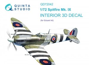 Quinta Studio QD72042 Spitfire Mk.IX 3D-Printed & coloured Interior on decal paper (Eduard) 1/72