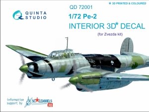 Quinta Studio QD72001 Pe-2 3D-Printed & coloured Interior on decal paper (for 7283 Zvezda kit) 1/72
