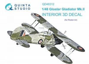 Quinta Studio QD48312 Gloster Gladiator MKII 3D-Printed & coloured Interior on decal paper (Roden) 1/48