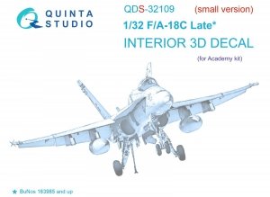 Quinta Studio QDS32109 F/A-18C Late 3D-Printed & coloured Interior on decal paper (Academy) (Small version) 1/32