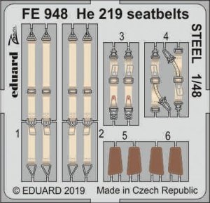 Eduard FE948 He 219 seatbelts STEEL 1/48 TAMIYA
