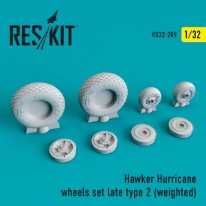RESKIT RS32-0289 HAWKER HURRICANE WHEELS SET (LATE TYPE 2) (WEIGHTED) 1/32