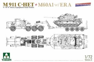 Takom 5024X M911 C-HET w/M747 Heavy Equipment Semi-Trailer + M60A1 w/ERA 1/72 