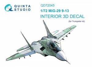 Quinta Studio QD72045 MiG-29 9-13 3D-Printed & coloured Interior on decal paper (Trumpeter) 1/72