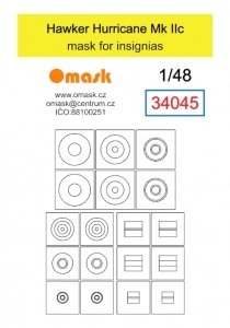 Omask 34045 Hawker Hurricane Mk II c - Mask for Insignias 1/48
