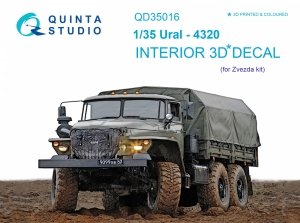 Quinta Studio QD35016 Ural-4320 3D-Printed & coloured Interior on decal paper (for Zvezda kit) 1/35